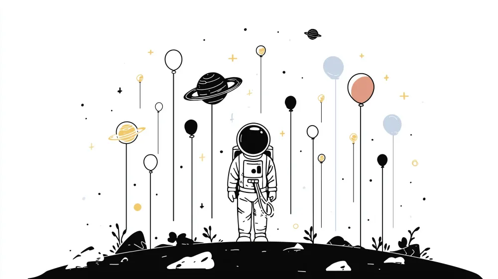 Dětská tapeta | Astronaut barevné planety ve vesmíru