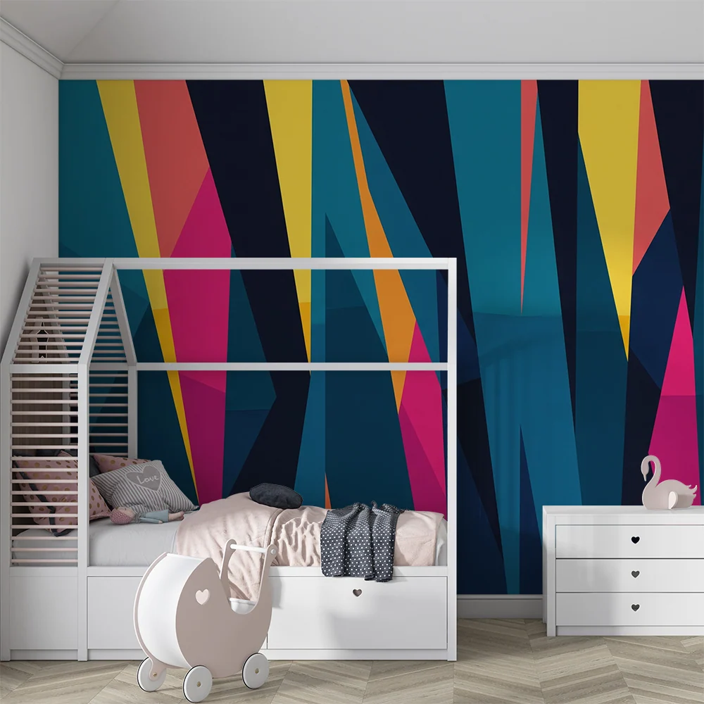 Dětská tapeta | Barevné dynamické geometrické motivy