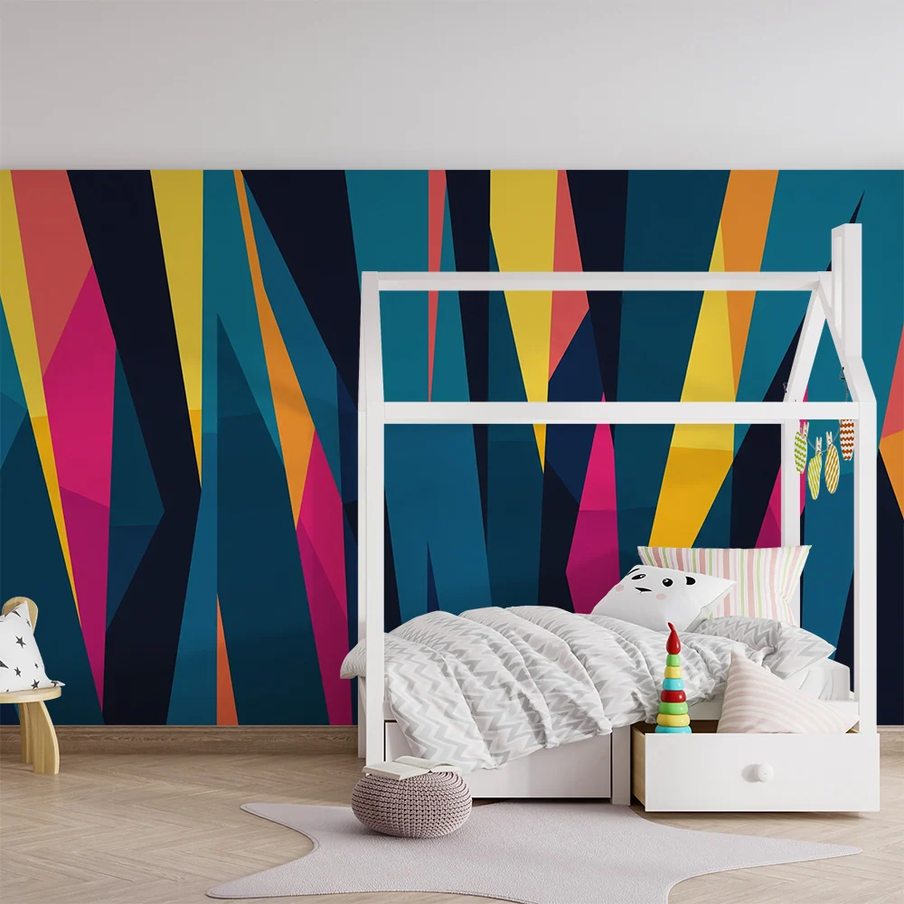 Dětská tapeta | Barevné dynamické geometrické motivy