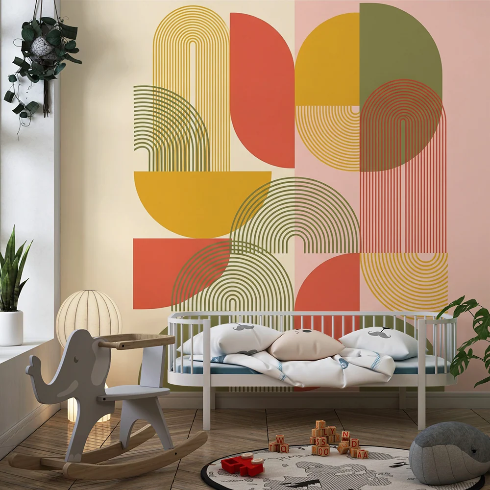 Dětská tapeta | Barevné geometrické motivy s abstraktními tvary