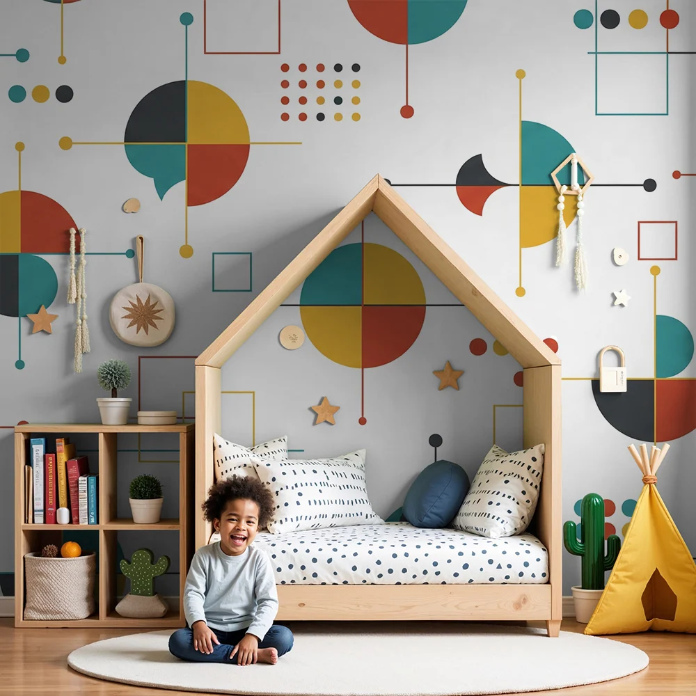 Dětská tapeta | Barevné hravé geometrické motivy