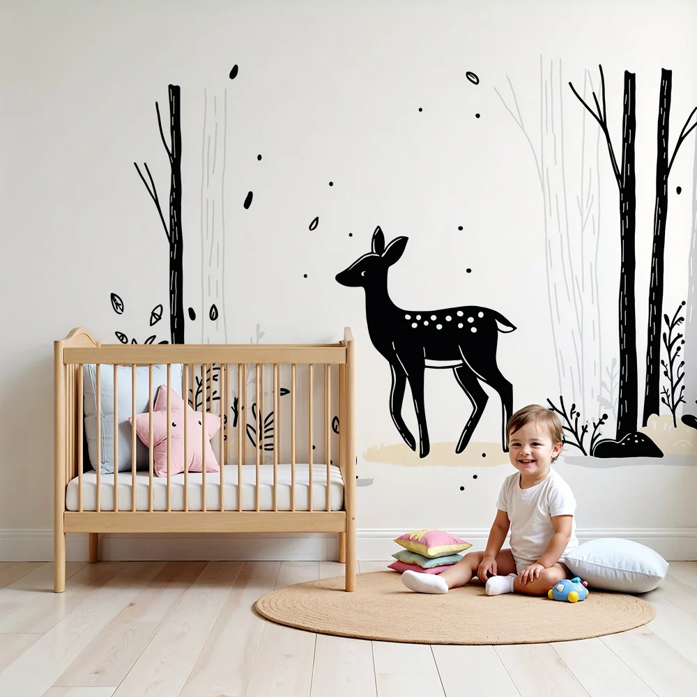 Dětská tapeta | Elegantní jelen v minimalistickém lese