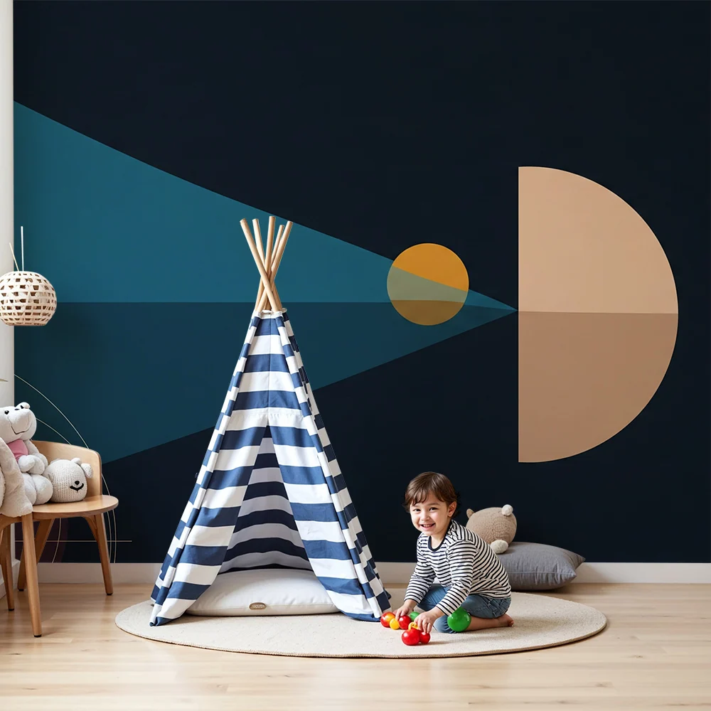 Dětská tapeta | Geometrický design se sluncem abstraktními tvary