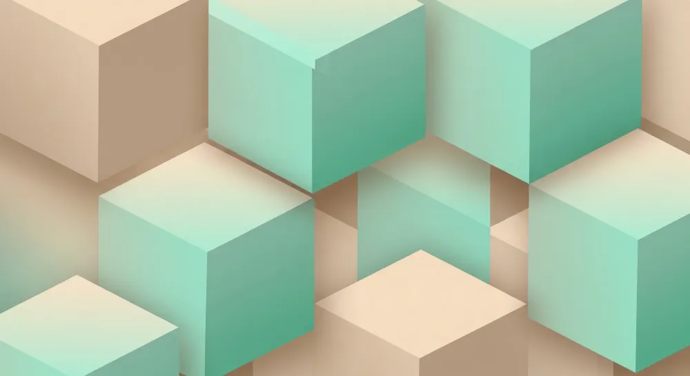 Dětská tapeta | Geometrické kostky v mátové béžové barvě