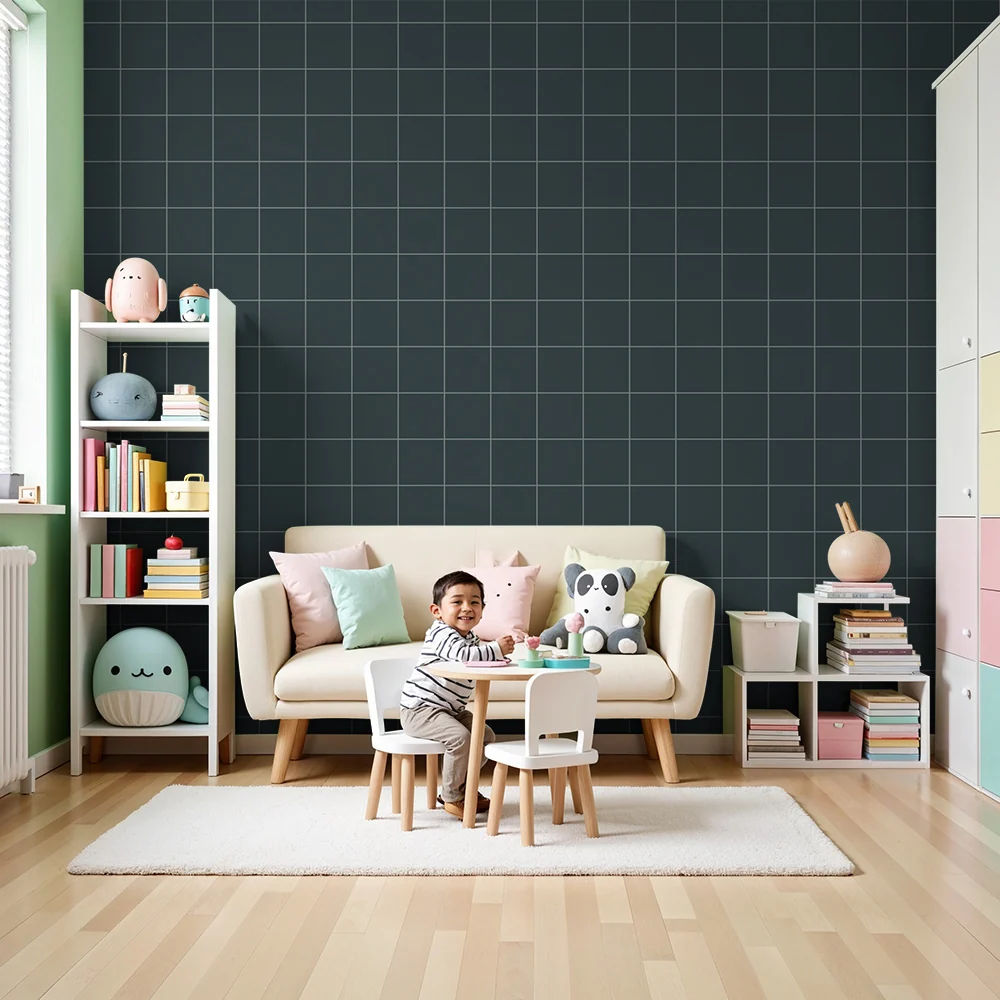 Dětská tapeta | Geometrický motiv na noční modrém pozadí