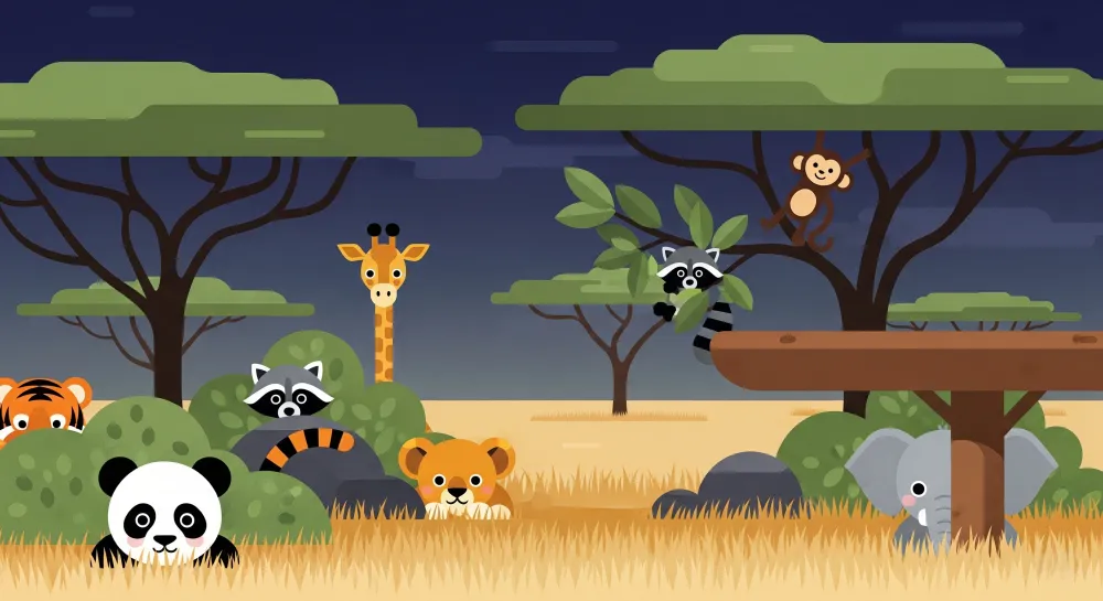 Dětská tapeta | Hravá safari s roztomilými zvířaty