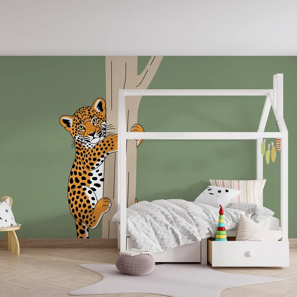 Dětská tapeta | Šibalství leoparda ve svém stromě