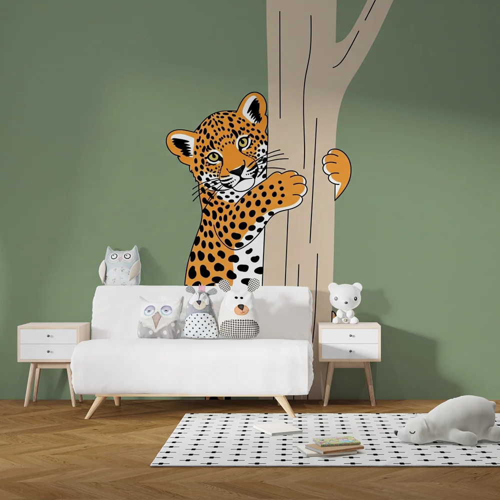 Dětská tapeta | Šibalství leoparda ve svém stromě