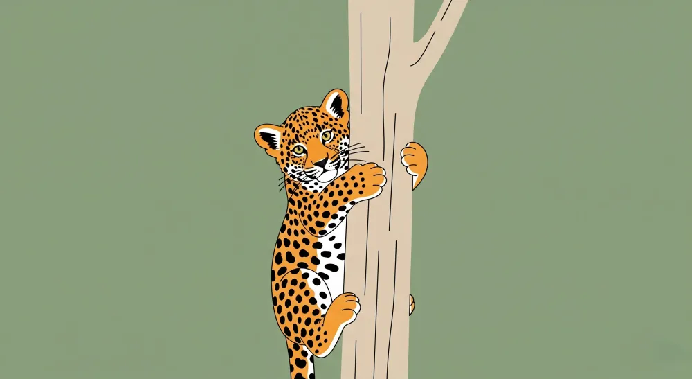 Dětská tapeta | Šibalství leoparda ve svém stromě