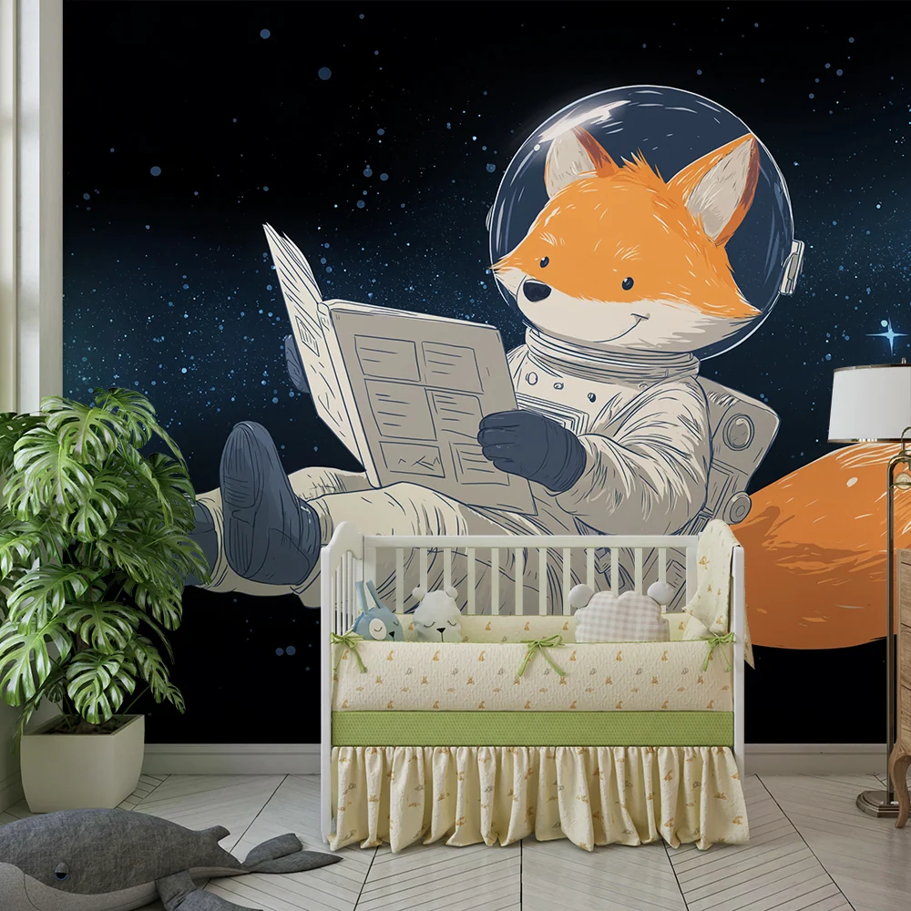 Dětská tapeta | Liška astronaut plující ve vesmíru