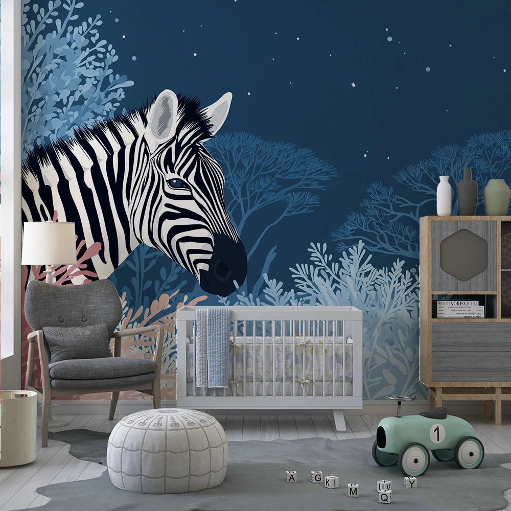 Dětská tapeta | Majestátní zebra uprostřed hvězdného lesa
