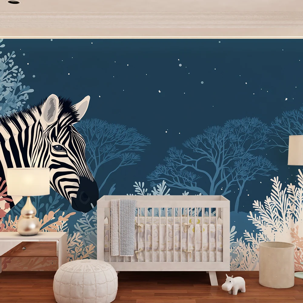 Dětská tapeta | Majestátní zebra uprostřed hvězdného lesa