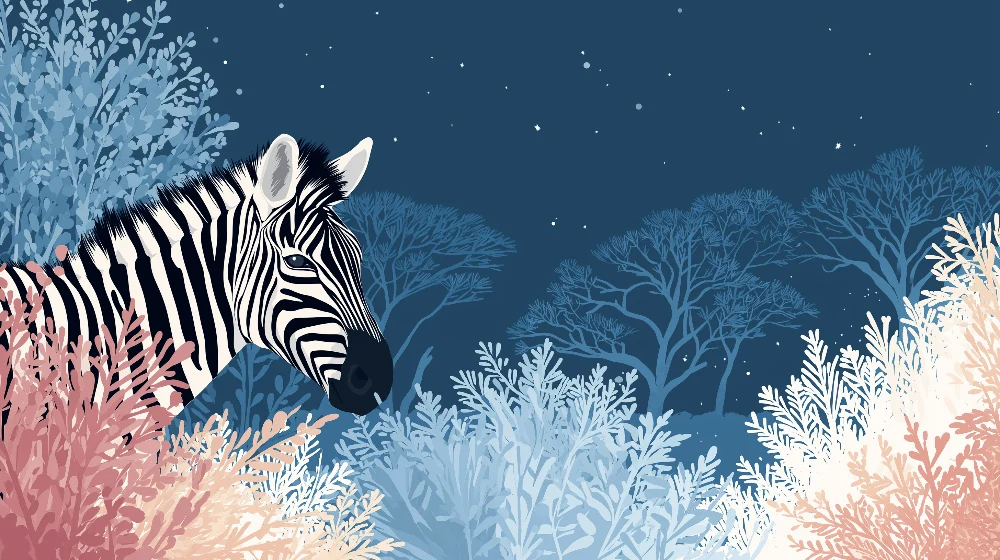 Dětská tapeta | Majestátní zebra uprostřed hvězdného lesa
