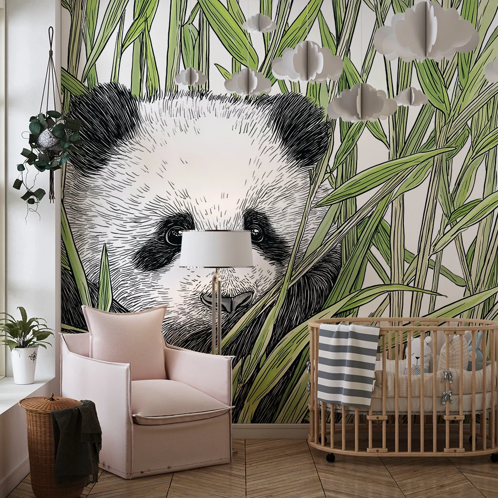 Dětská tapeta | Malý panda skrytý mezi bambusy