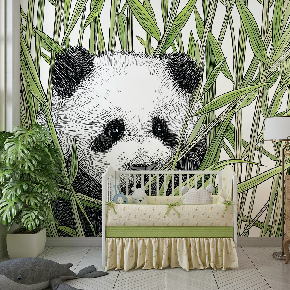 Dětská tapeta | Malý panda skrytý mezi bambusy