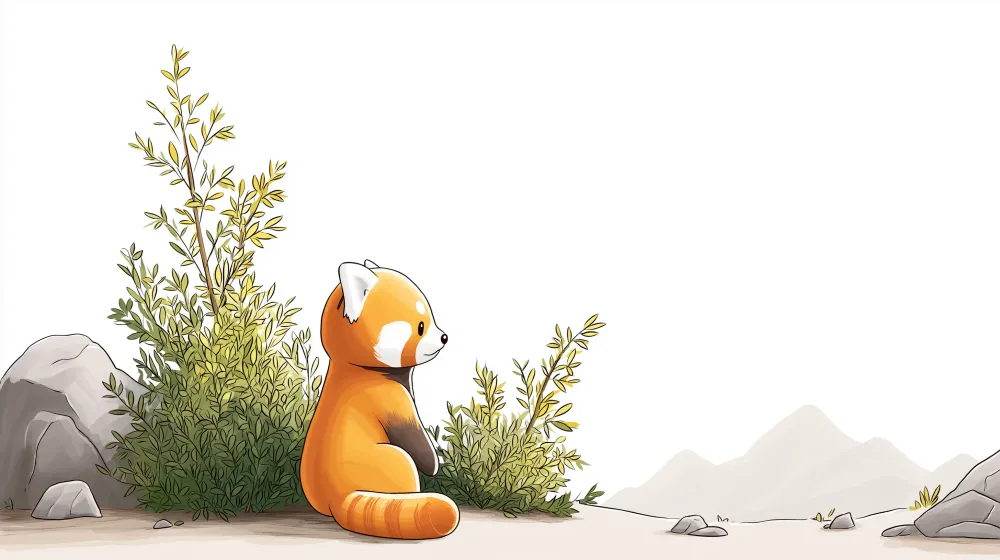 Dětská tapeta | Medvěd panda pozorující v přírodní krajině