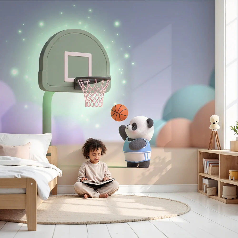 Dětská tapeta | Panda basketbalista ve barevném světě