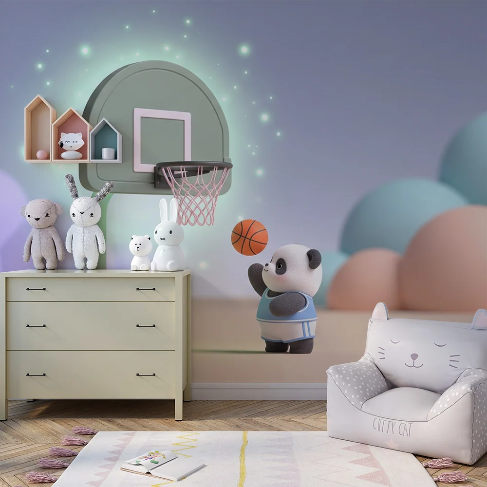 Dětská tapeta | Panda basketbalista ve barevném světě