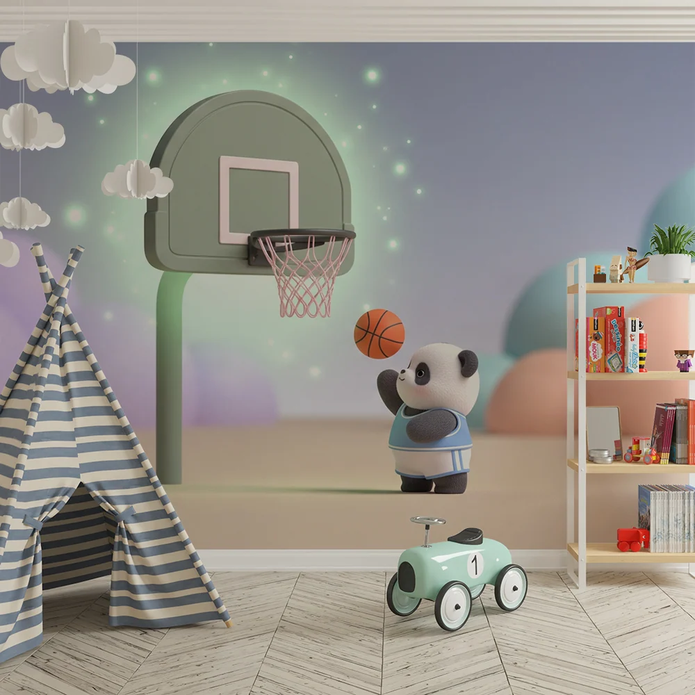 Dětská tapeta | Panda basketbalista ve barevném světě