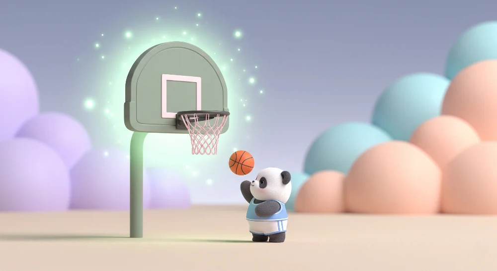 Dětská tapeta | Panda basketbalista ve barevném světě
