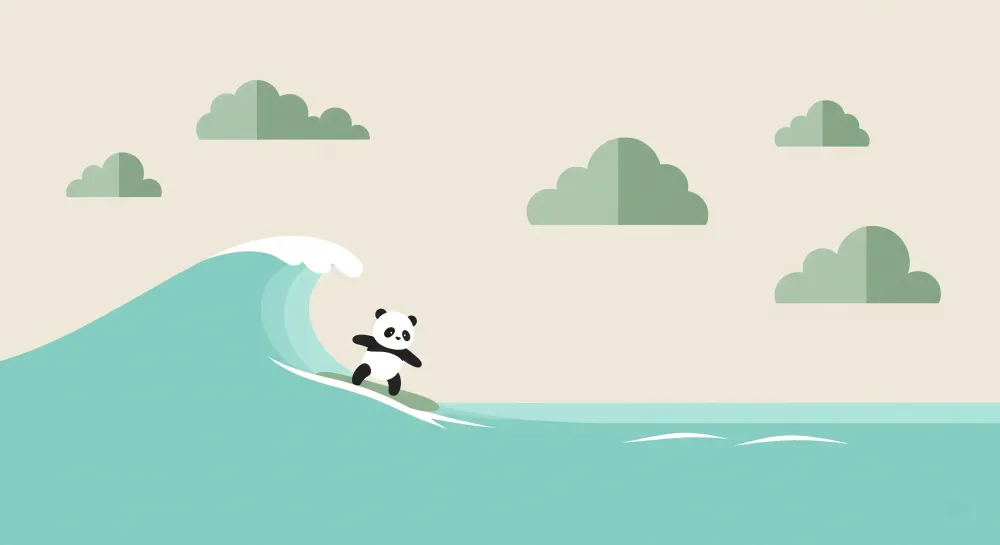 Dětská tapeta | Panda na surfovém prkně