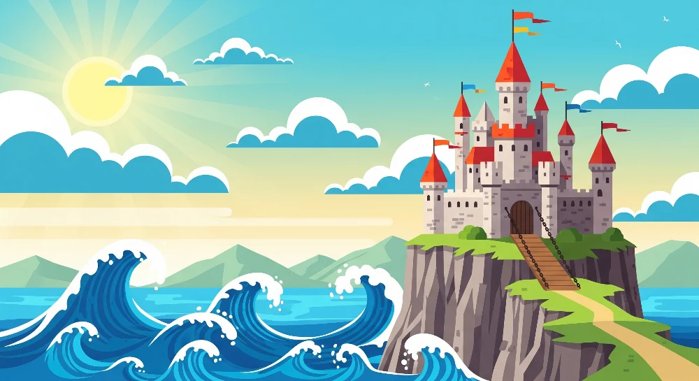 Dětská tapeta | Pohádkový zámek nad oceánem
