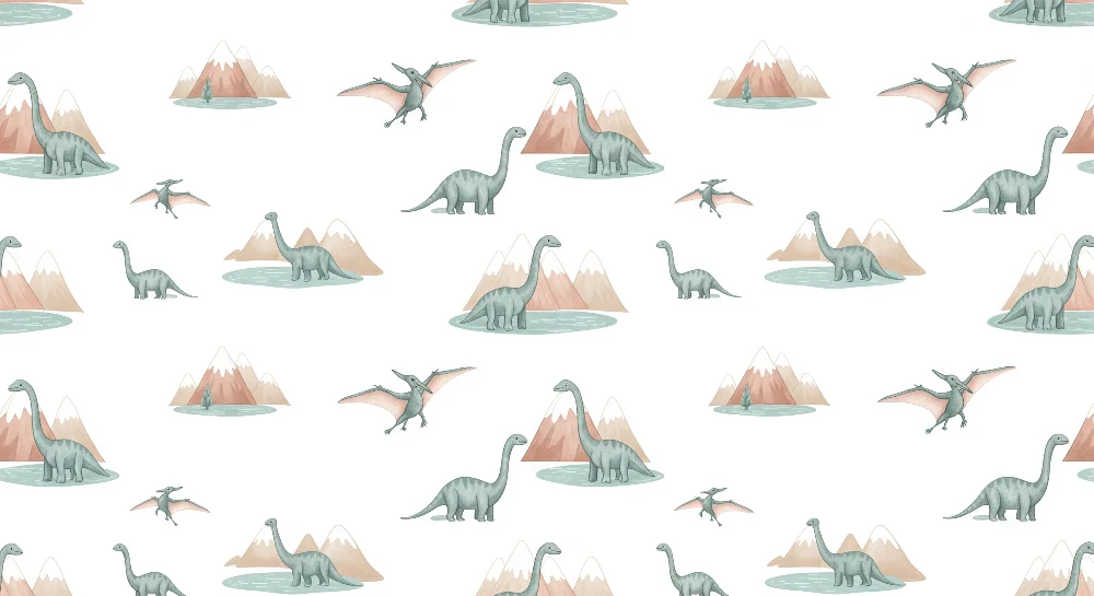 Dětská tapeta | Rozkošní dinosauři pravěké krajiny