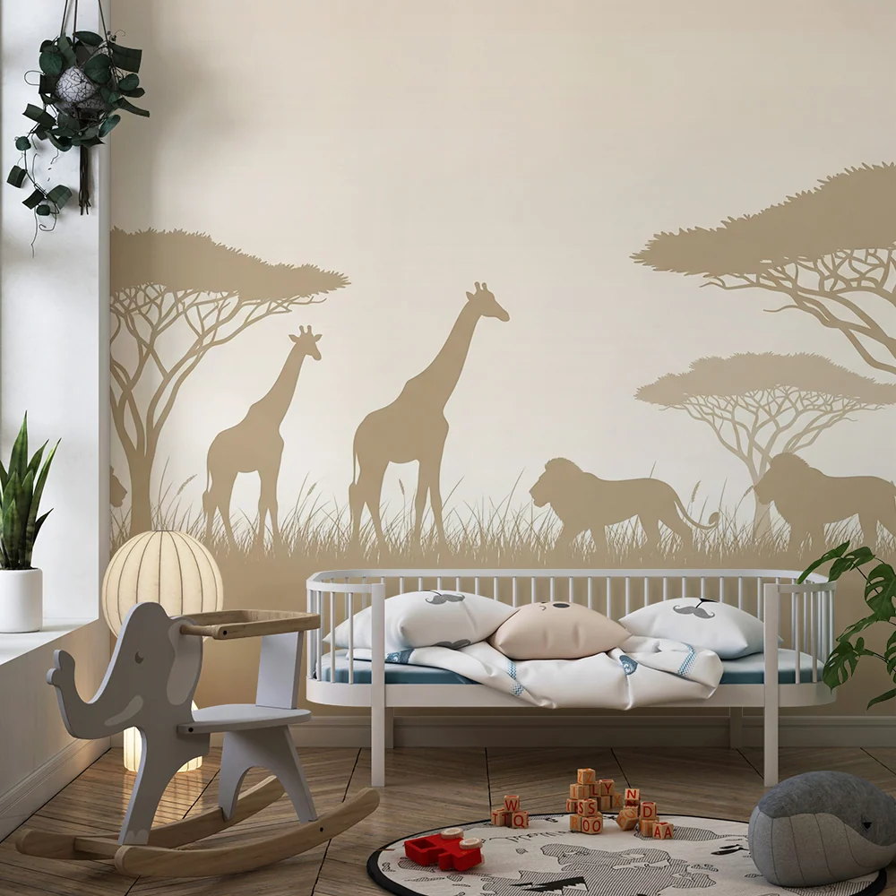 Dětská tapeta | Safari s žirafami lvy