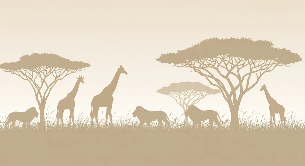 Dětská tapeta | Safari s žirafami lvy