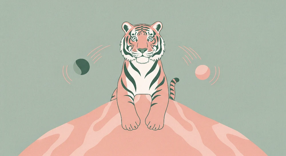 Dětská tapeta | Stylizovaný tygr na pastelové planetě
