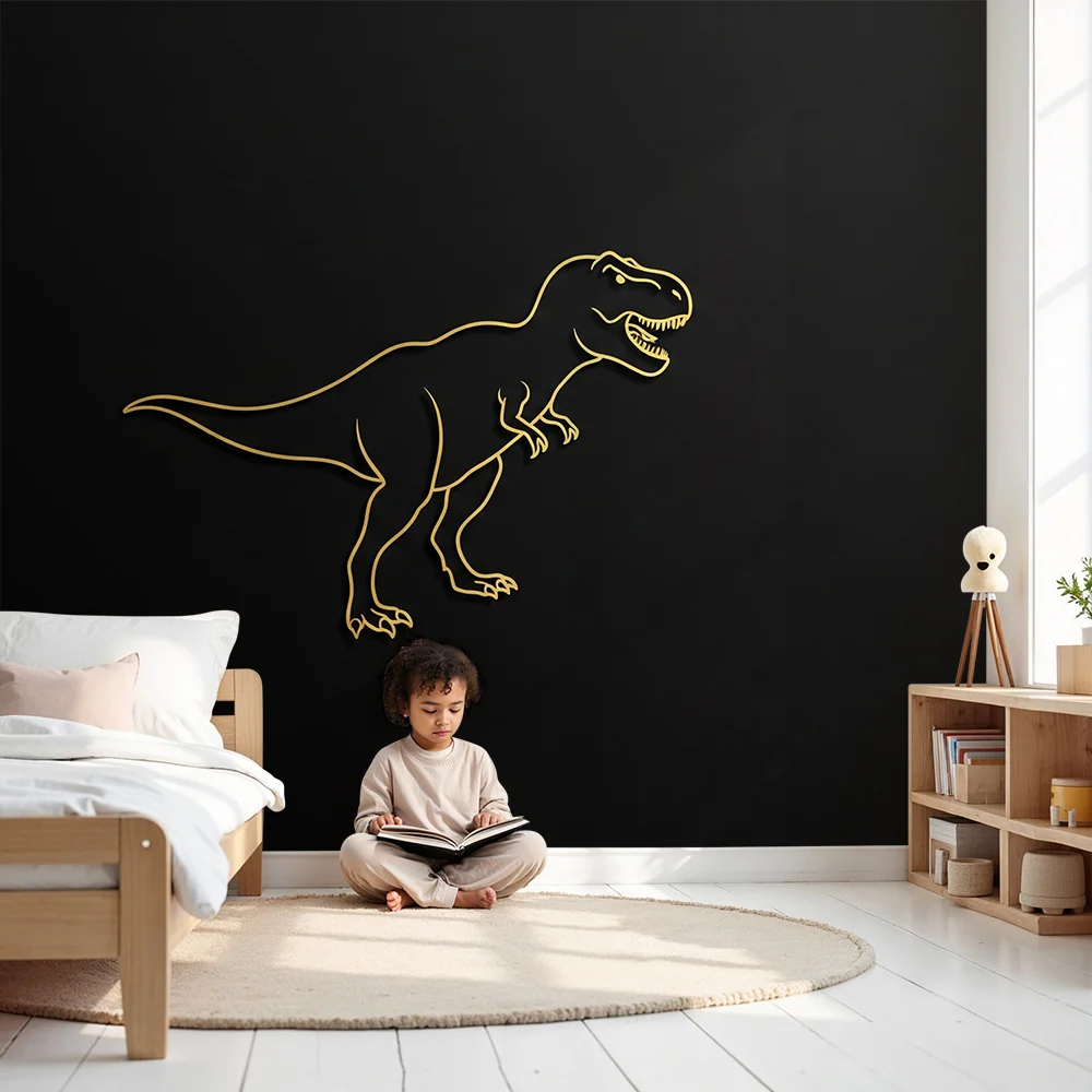 Dětská tapeta | Stylizovaný tyranosaurus na černém pozadí
