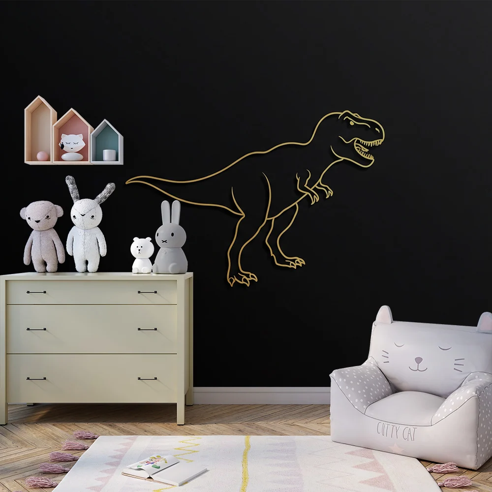 Dětská tapeta | Stylizovaný tyranosaurus na černém pozadí