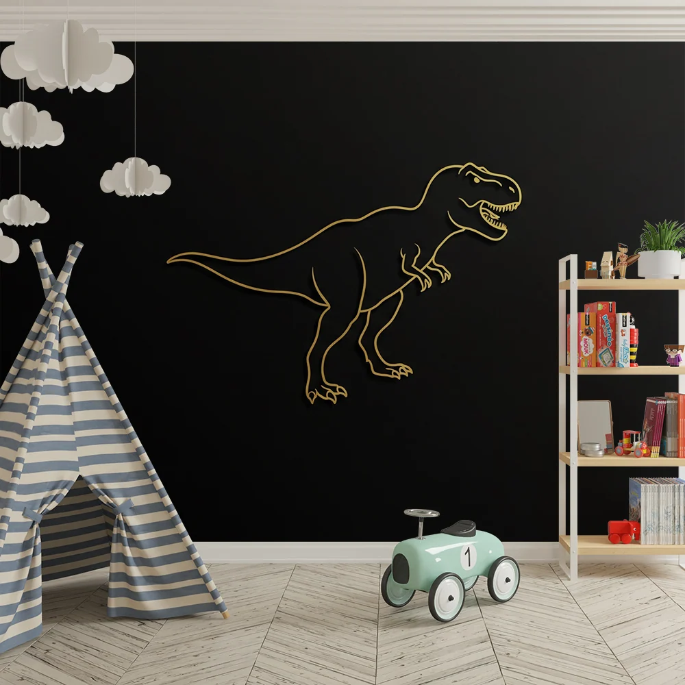 Dětská tapeta | Stylizovaný tyranosaurus na černém pozadí