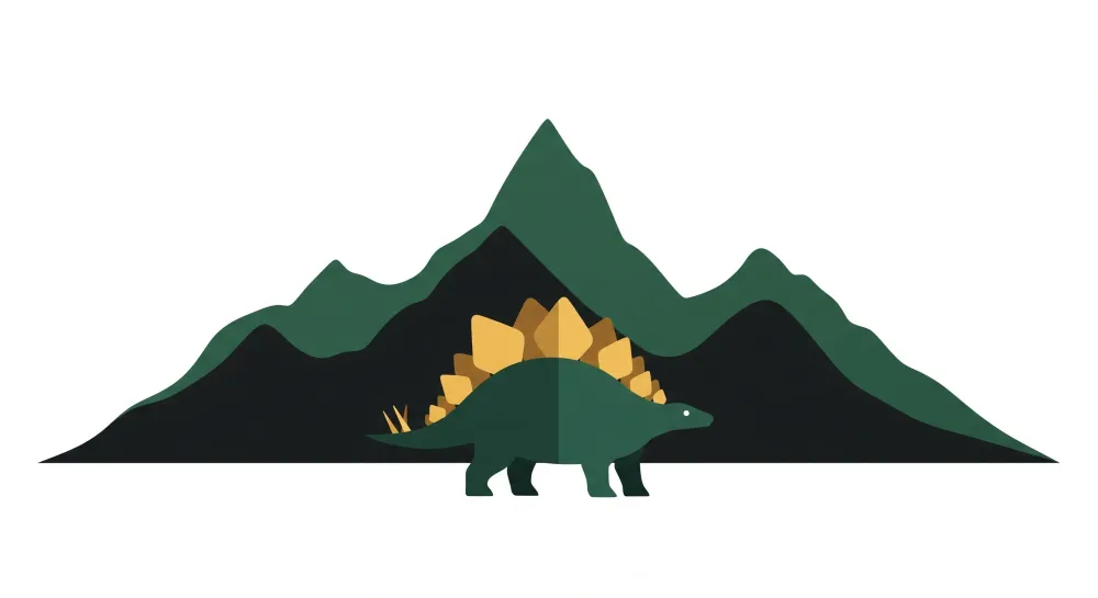 Dětská tapeta | Stylové stegosaurus dinosaura stylizované hory