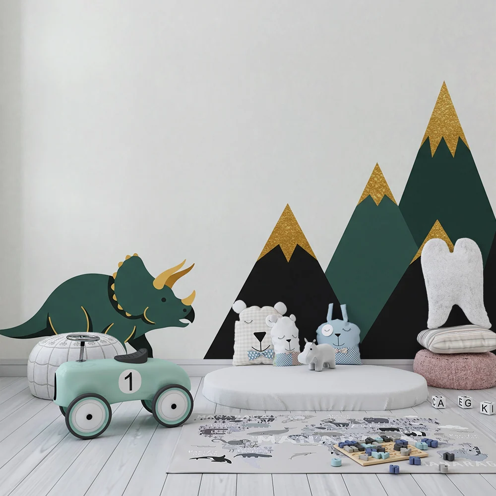 Dětská tapeta | Triceratops dinosaurus stylizované hory