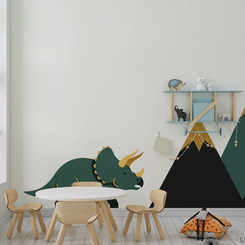 Dětská tapeta | Triceratops dinosaurus stylizované hory