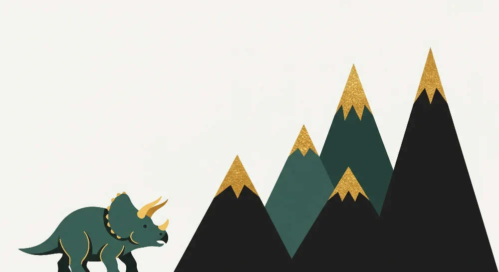 Dětská tapeta | Triceratops dinosaurus stylizované hory