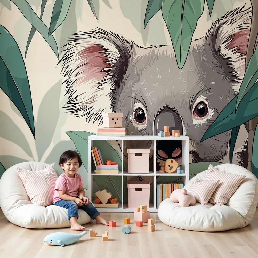 Dětská tapeta | Tvrdohlavý koala v vegetaci