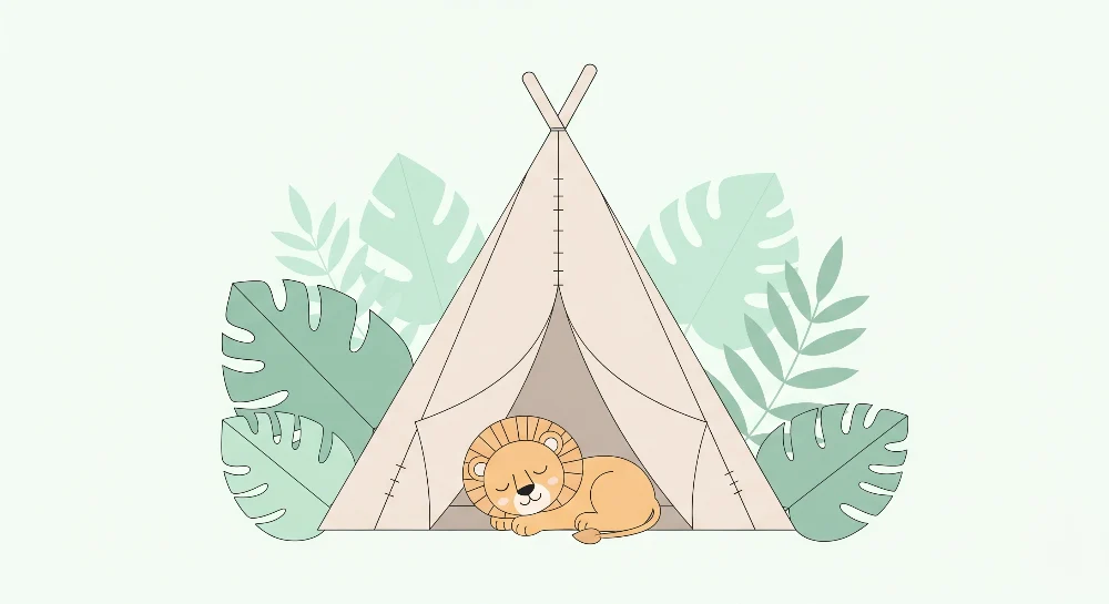 Dětská tapeta | Upoutaný lev tipi v džungli