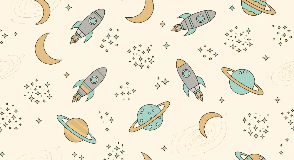 Dětská tapeta | Velké vzory rakety planety