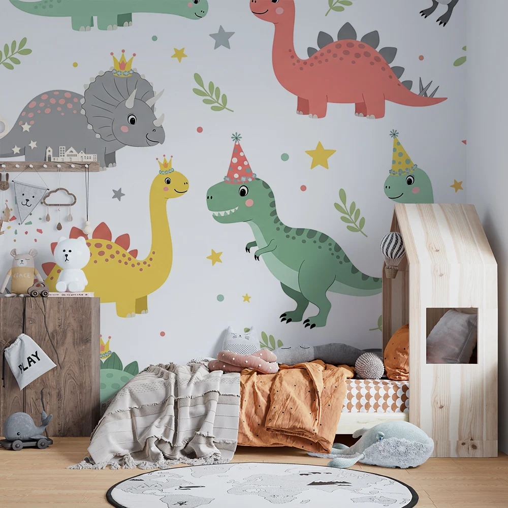 Dětská tapeta | Veselí, barevní dinosauři na večírku