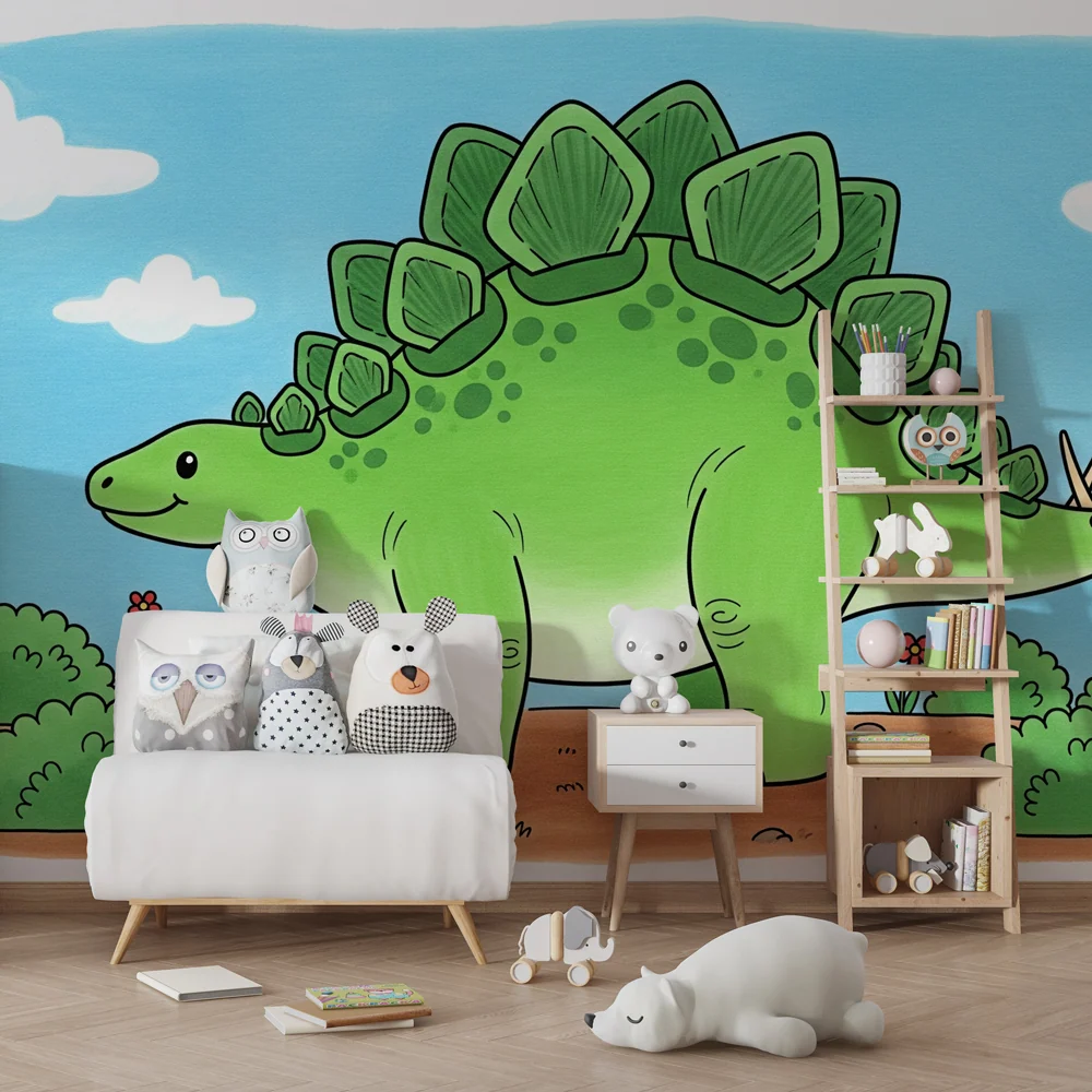 Dětská tapeta | Veselý dinosaurus v přírodě