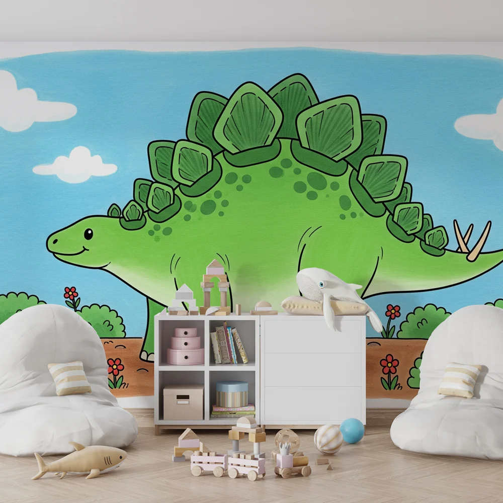 Dětská tapeta | Veselý dinosaurus v přírodě