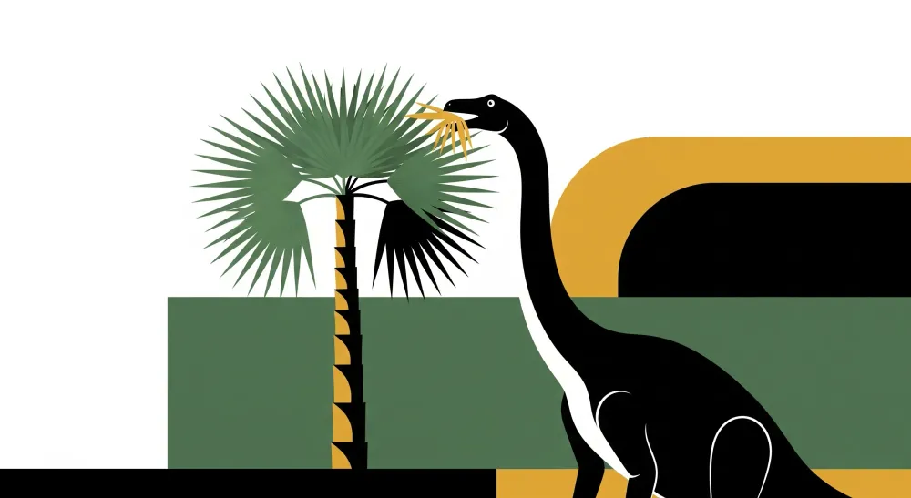 Dětská tapeta | Zábavný dinosaurus stylové palmy