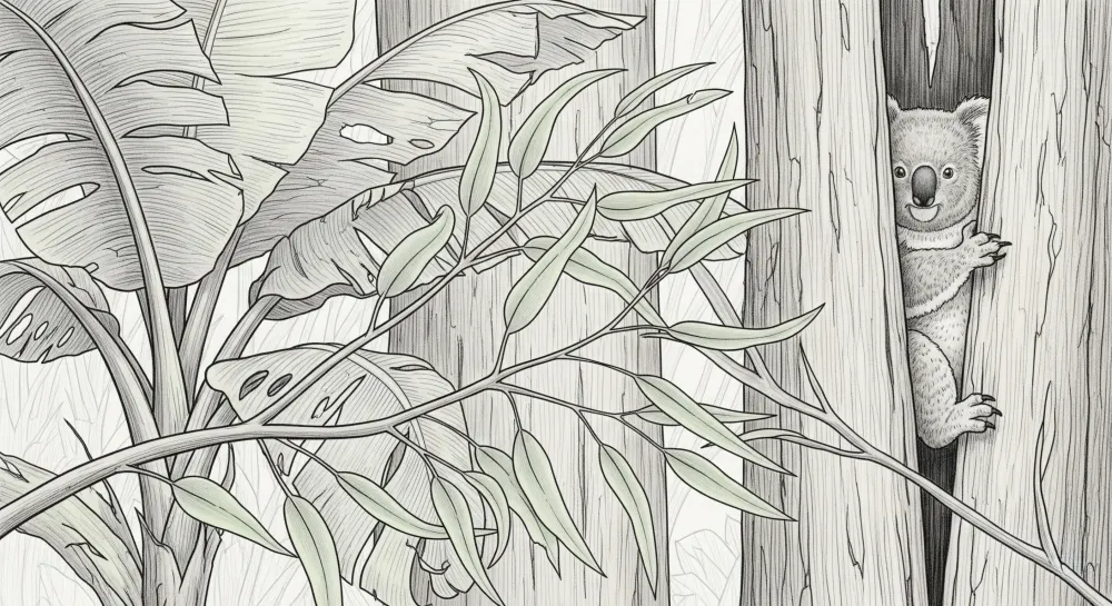 Dětská tapeta | Zvědavý koala v lese