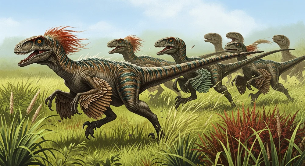 Dětská tapeta | Závod velociraptorů v préhistorické louce