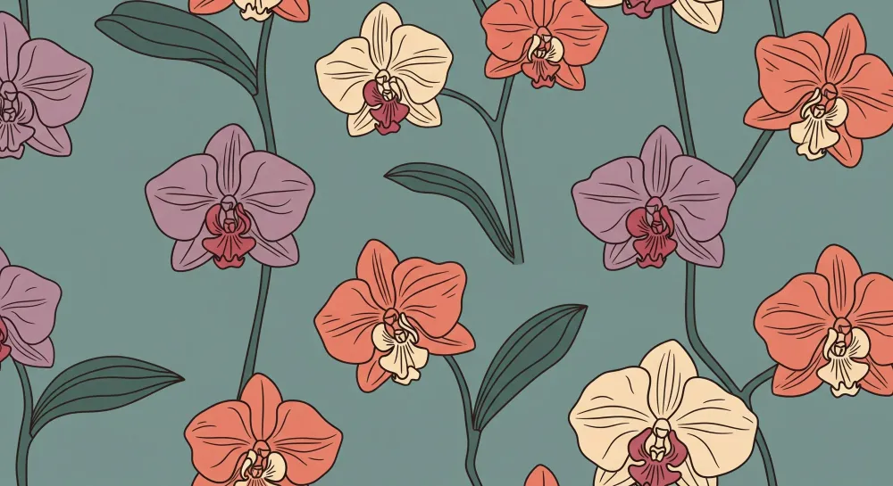 Dětské tapety | Barevné orchideje na uklidňujícím pozadí