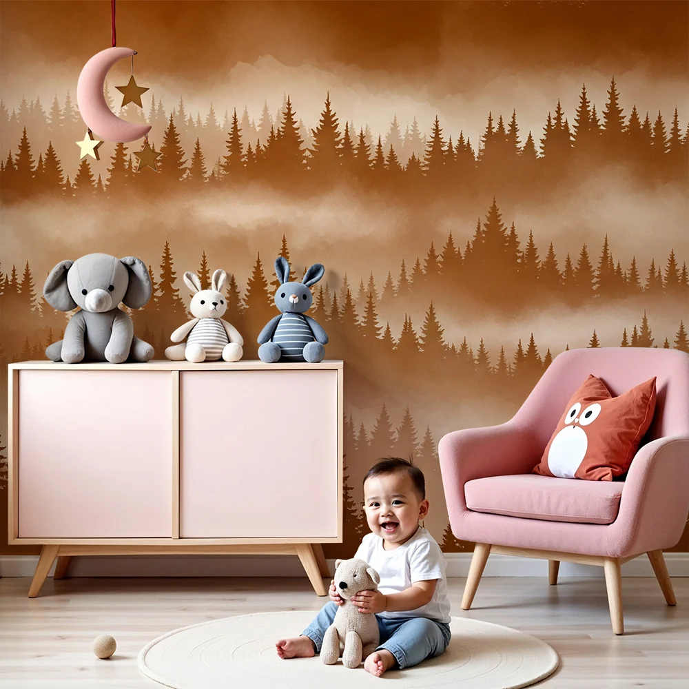Dětské tapety | Mlžný les v přírodních barvách