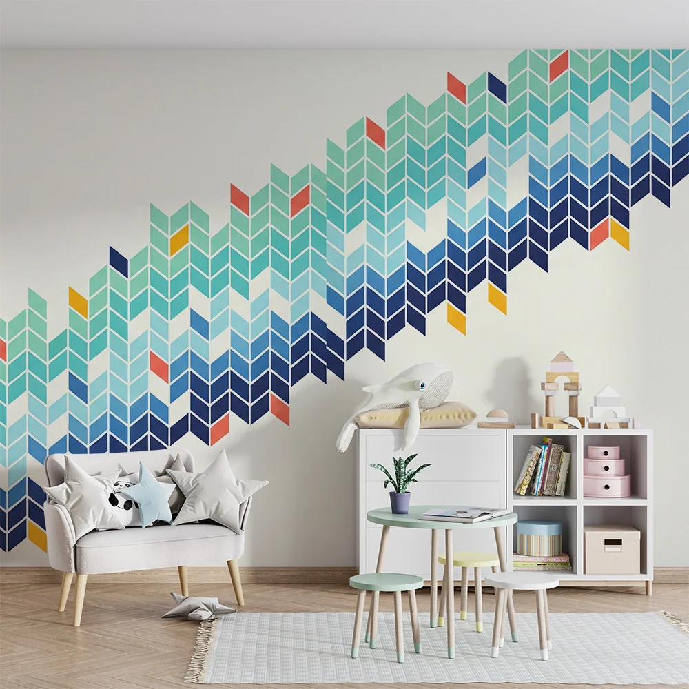 Dětské tapety do pokojíčku | Barevný geometrický vzor v klíncích