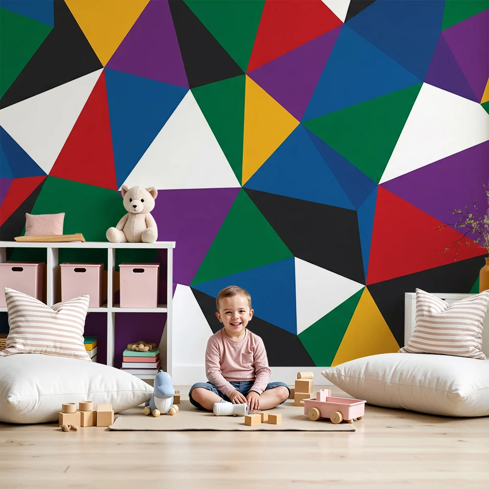 Dětské tapety do pokojíčku | Harlekýnské trojúhelníky geometrické vzory